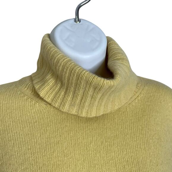 Vintage Bloomingdale's Sutton Studio Sweater M 100% Cashmere Turtleneck Yellow - Picture 5 of 9
